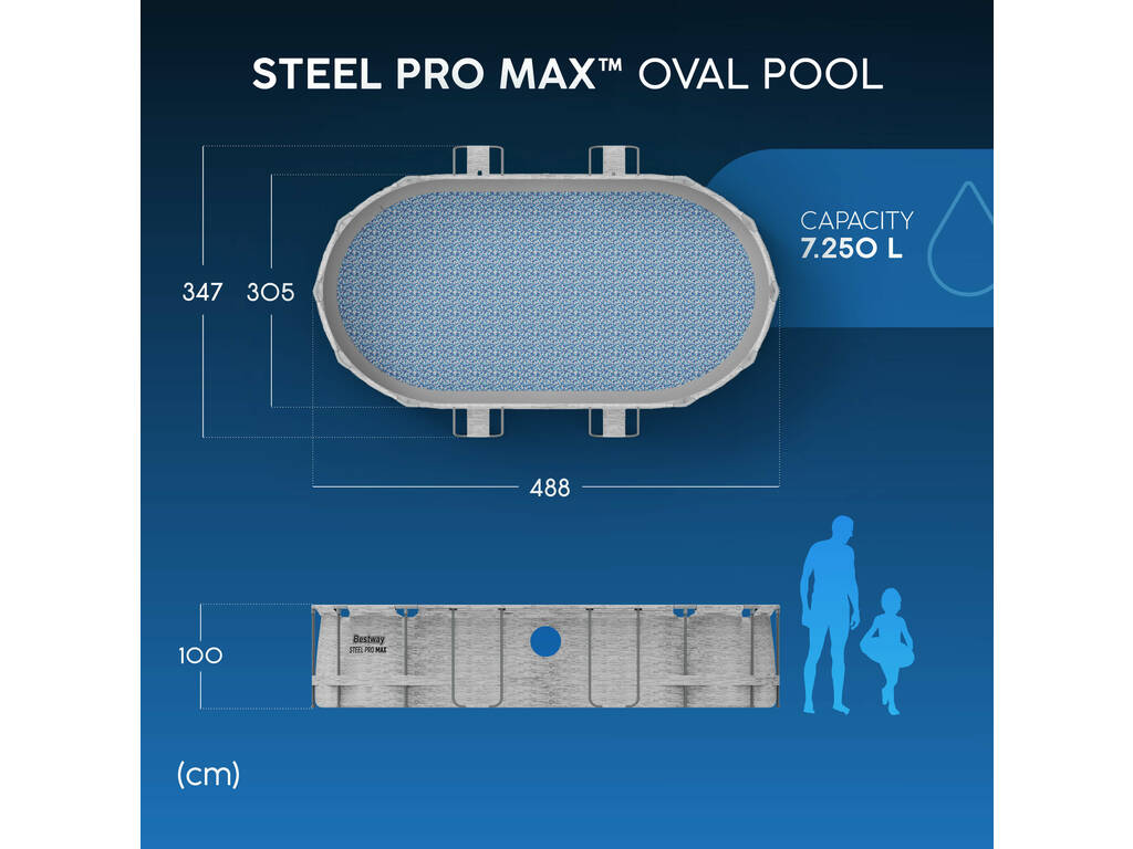 Piscina Desmontable Ovalada Steel Pro Max Splashview 427x250x100 cm. Bestway 56714
