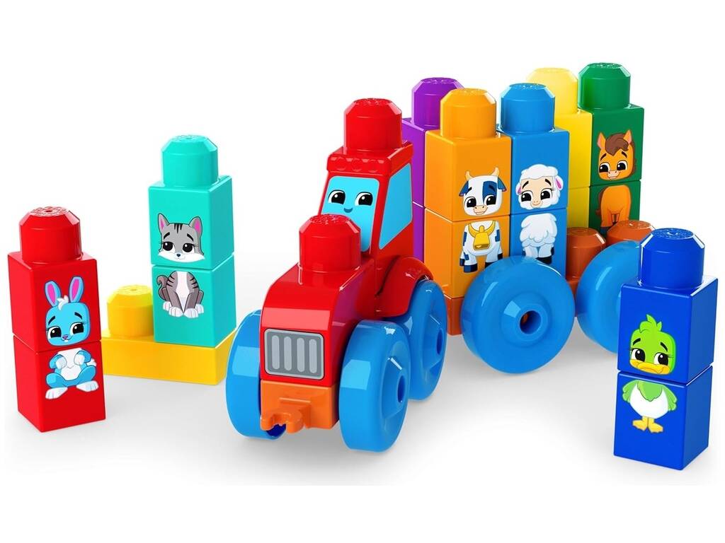 Mega Bloks Trator com Animais Encastráveis de 30 Peças
