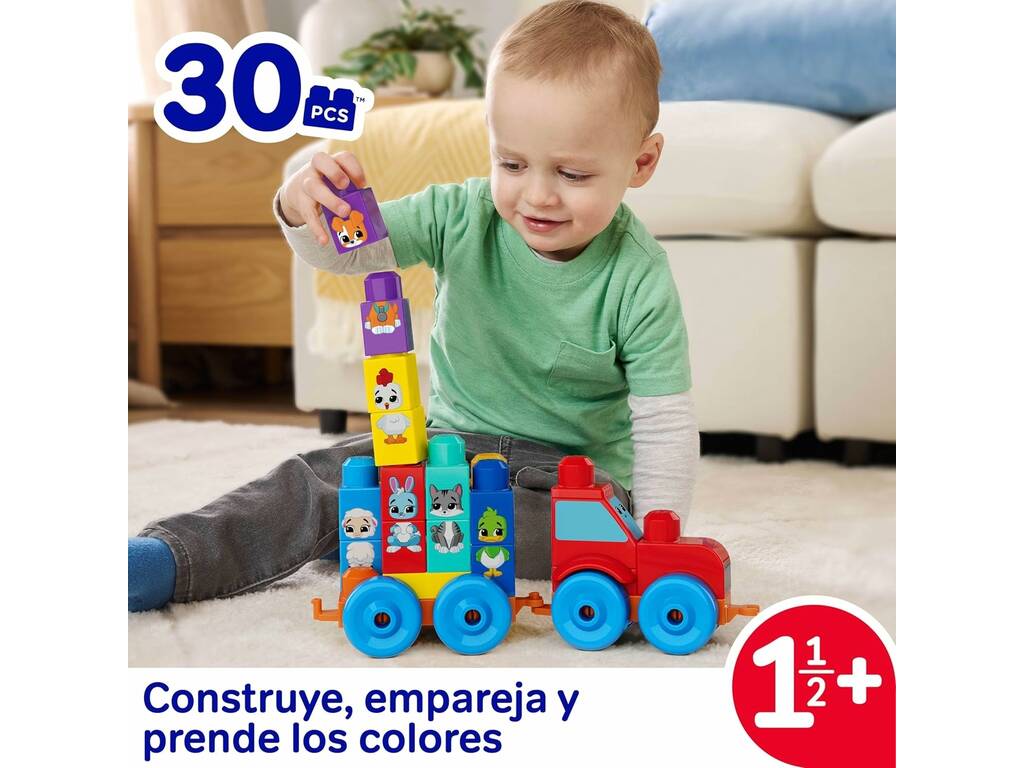 Mega Bloks Trator com Animais Encastráveis de 30 Peças