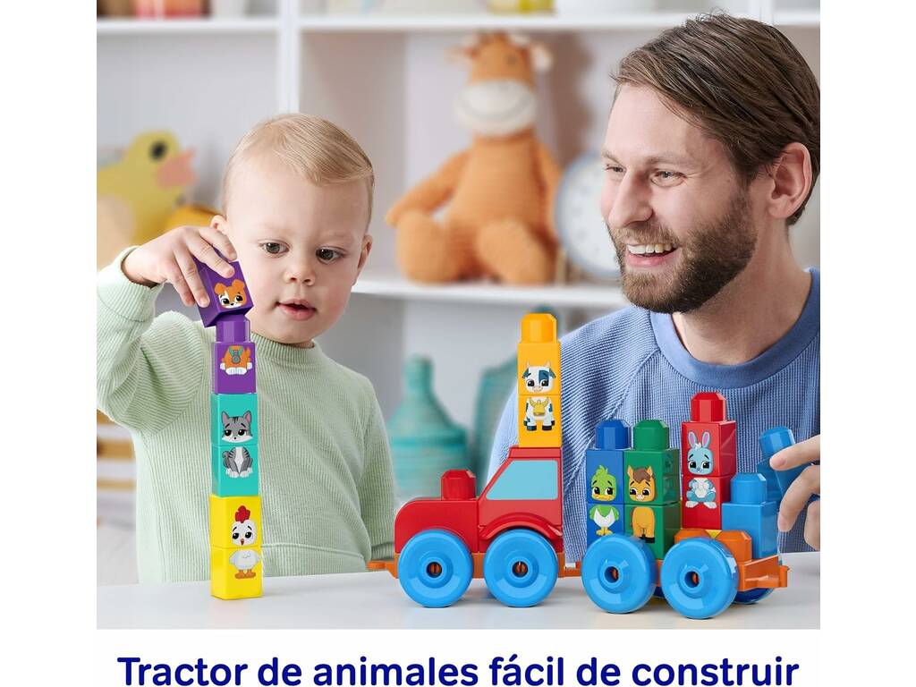 Mega Bloks Trator com Animais Encastráveis de 30 Peças