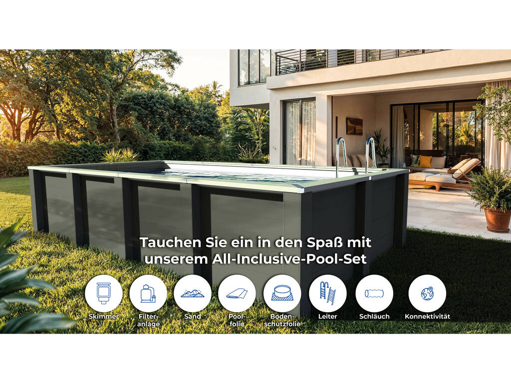 Piscine composite rectangulaire 595 x 315 x 126 cm Gre KPCOR60LT