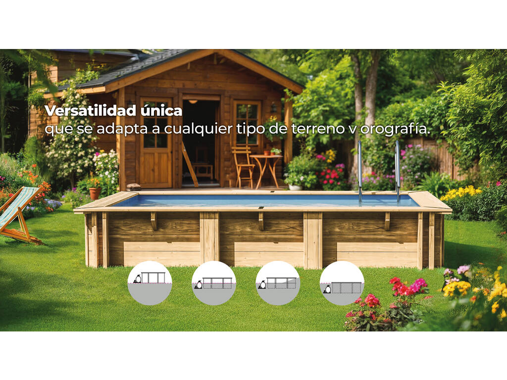 Piscine rectangulaire en bois Papaya 520 x 320 x 133 cm Gre WPPAPA