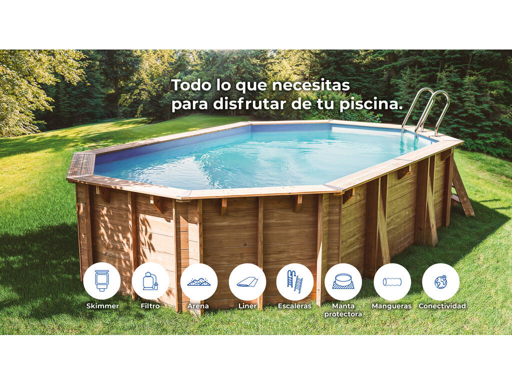 Piscine ovale en bois Bambu 2 de 535 x 335 x 136 cm Gre WPBAMB2