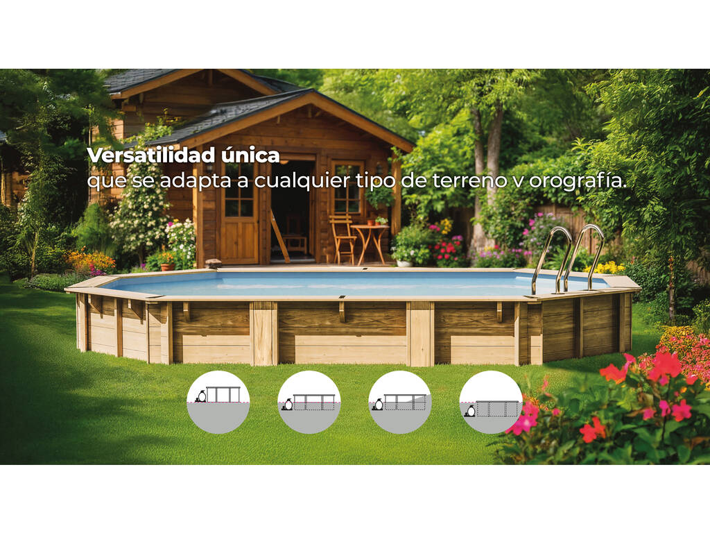 Piscine ovale en bois Bambu 2 de 535 x 335 x 136 cm Gre WPBAMB2