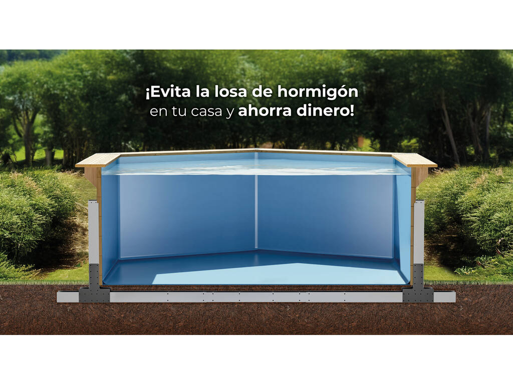 Piscine ovale en bois Bambu 2 de 535 x 335 x 136 cm Gre WPBAMB2