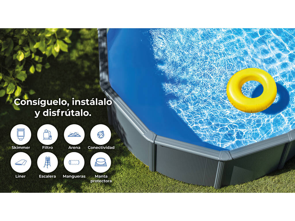 Piscine ovale aspect anthracite 730 x 375 x 132 cm Gre KITPROV7388GY