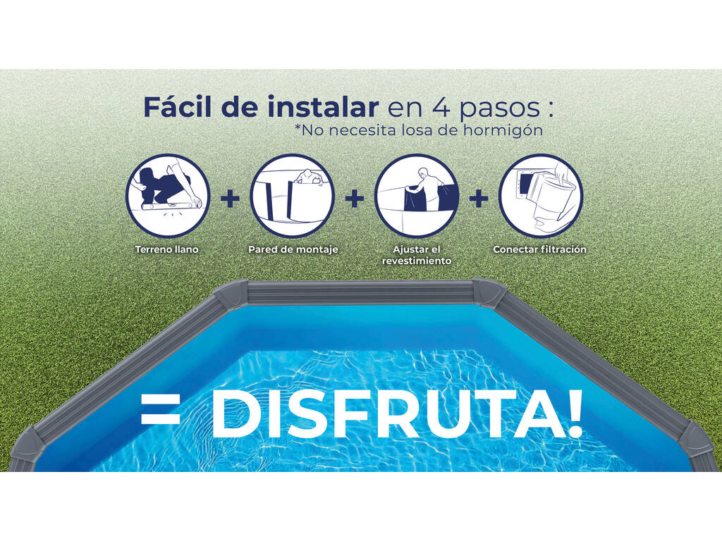 Piscine ovale aspect anthracite 730 x 375 x 132 cm Gre KITPROV7388GY
