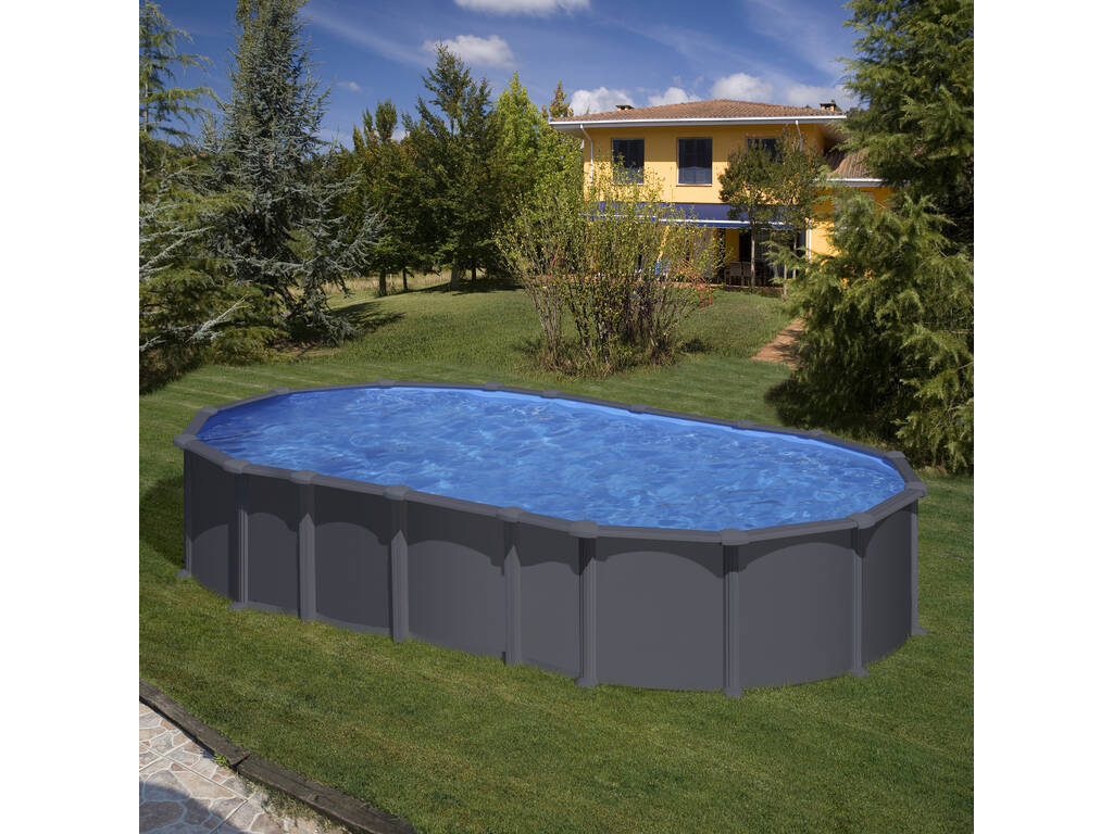 Piscina Oval Aspeto Antracite 610 x 375 x 132 cm Gre KITPROV6188GY