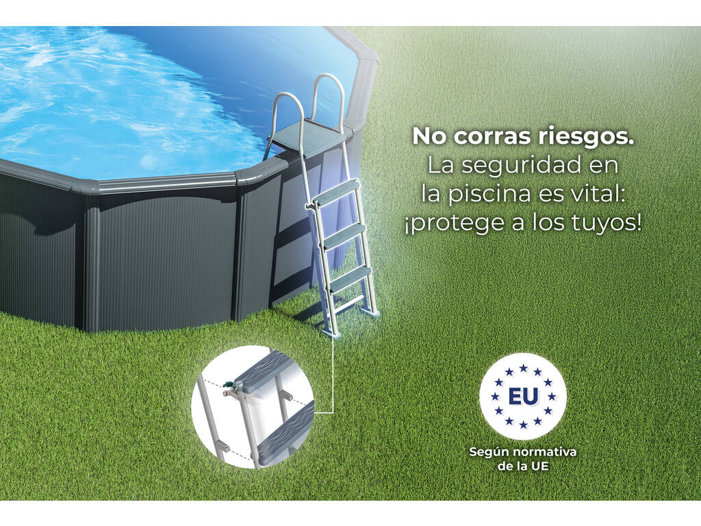 Piscina Oval Aspeto Antracite 610 x 375 x 132 cm Gre KITPROV6188GY