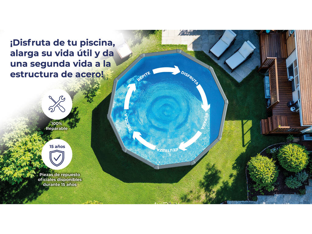 Piscina Oval Aspeto Antracite 610 x 375 x 132 cm Gre KITPROV6188GY