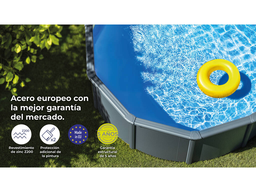 Piscina Oval Aspeto Antracite 610 x 375 x 132 cm Gre KITPROV6188GY