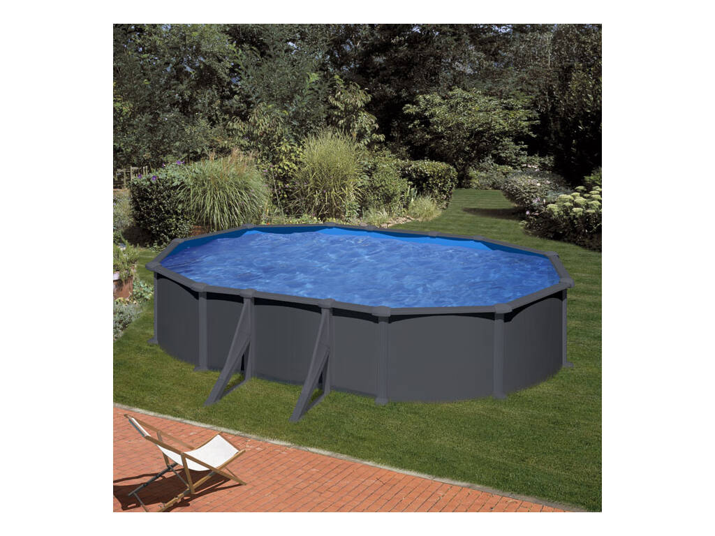 Piscina ovale aspetto antracite 500 x 300 x 132 cm Gre KITPROV508GY