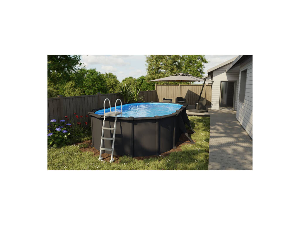 Piscina ovale aspetto antracite 500 x 300 x 132 cm Gre KITPROV508GY