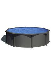 Piscine ronde aspect anthracite 460 x 132 cm Gre KITPR458GY
