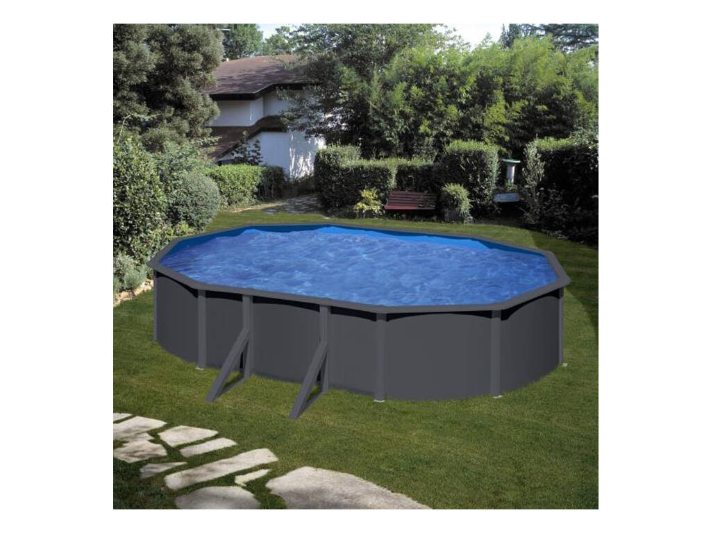 Piscine ovale aspect anthracite 610 x 375 x 120 cm Gre KIT610GY