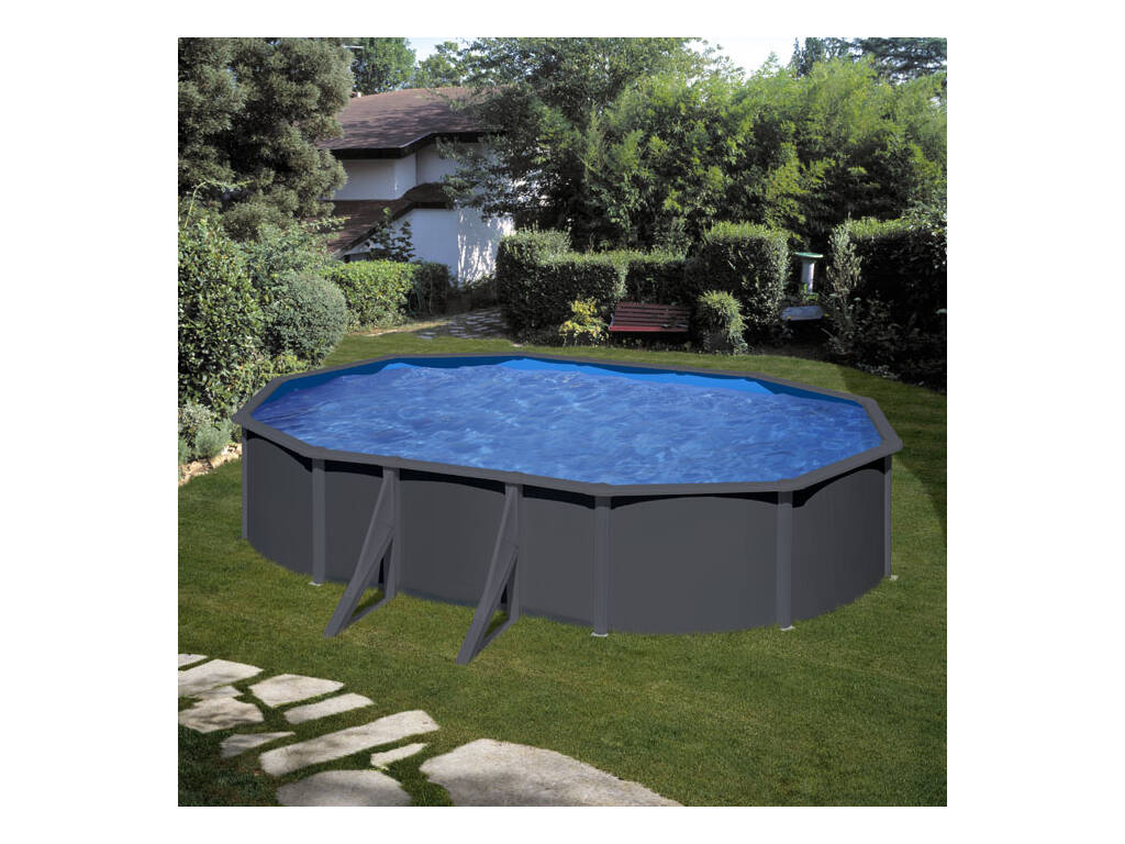 Piscina Oval Aspeto Antracite 500 x 300 x 120 cm Gre KIT500GY