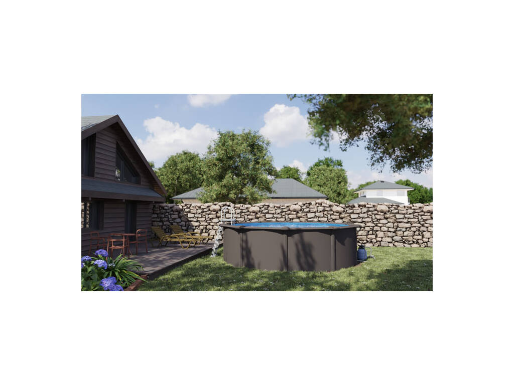 Piscina Redonda Aspeto Antracite 460 x 120 cm Gre KIT460GY
