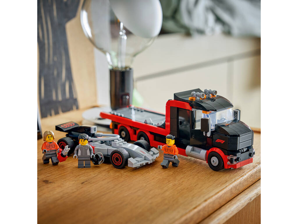 Lego City Formula 1 Camión de Exposición de F1 con Coche de Carreras Audi F1