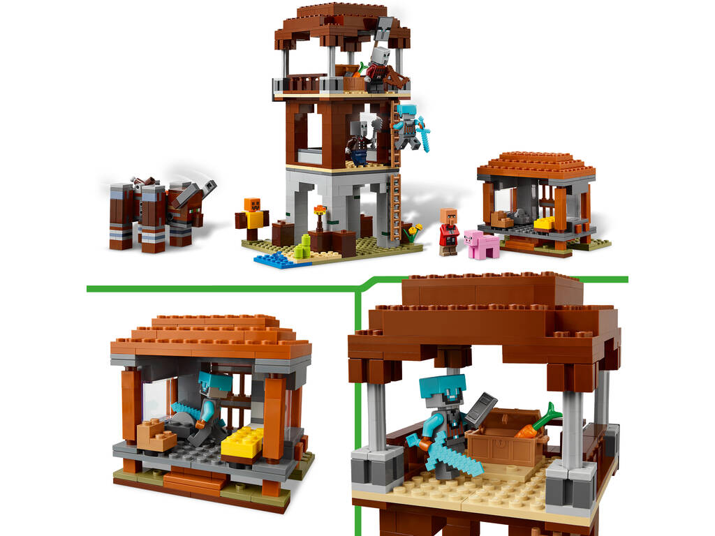 Lego Minecraft El Puesto de Avanzada de los Saqueadores y el Devastador