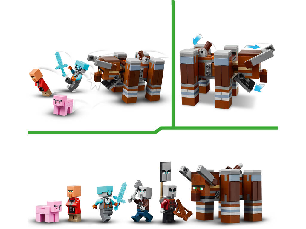 Lego Minecraft El Puesto de Avanzada de los Saqueadores y el Devastador
