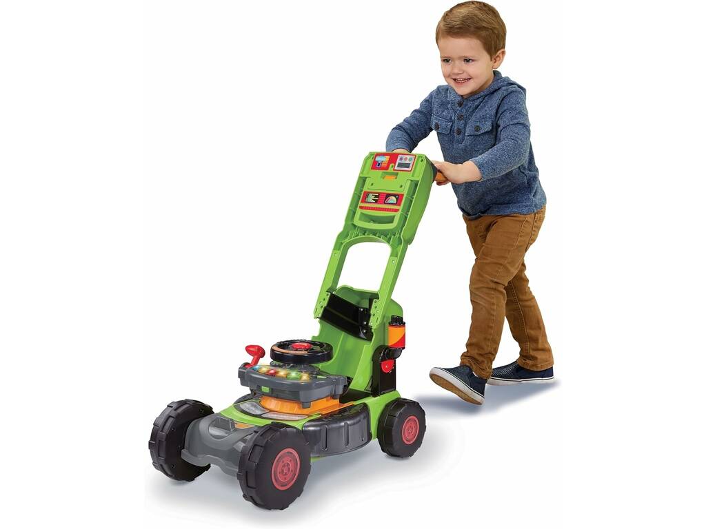 Tracteur et tondeuse à gazon verts 3 en 1 convertibles avec lumières et sons