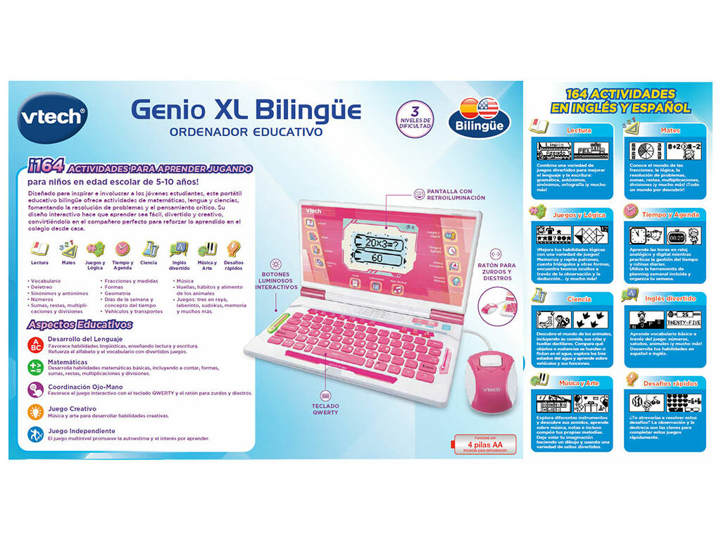Genio XL Bilingüe Ordenador Educativo Rosa