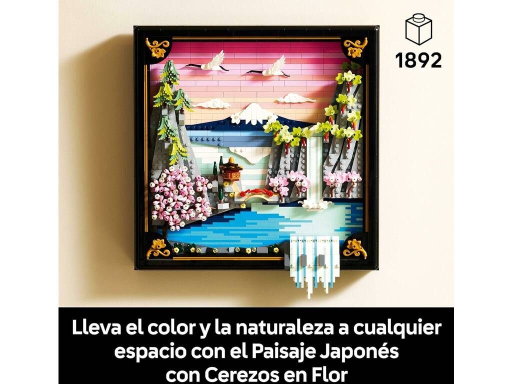 Lego Art Paisaje Japonés con Cerezos en Flor