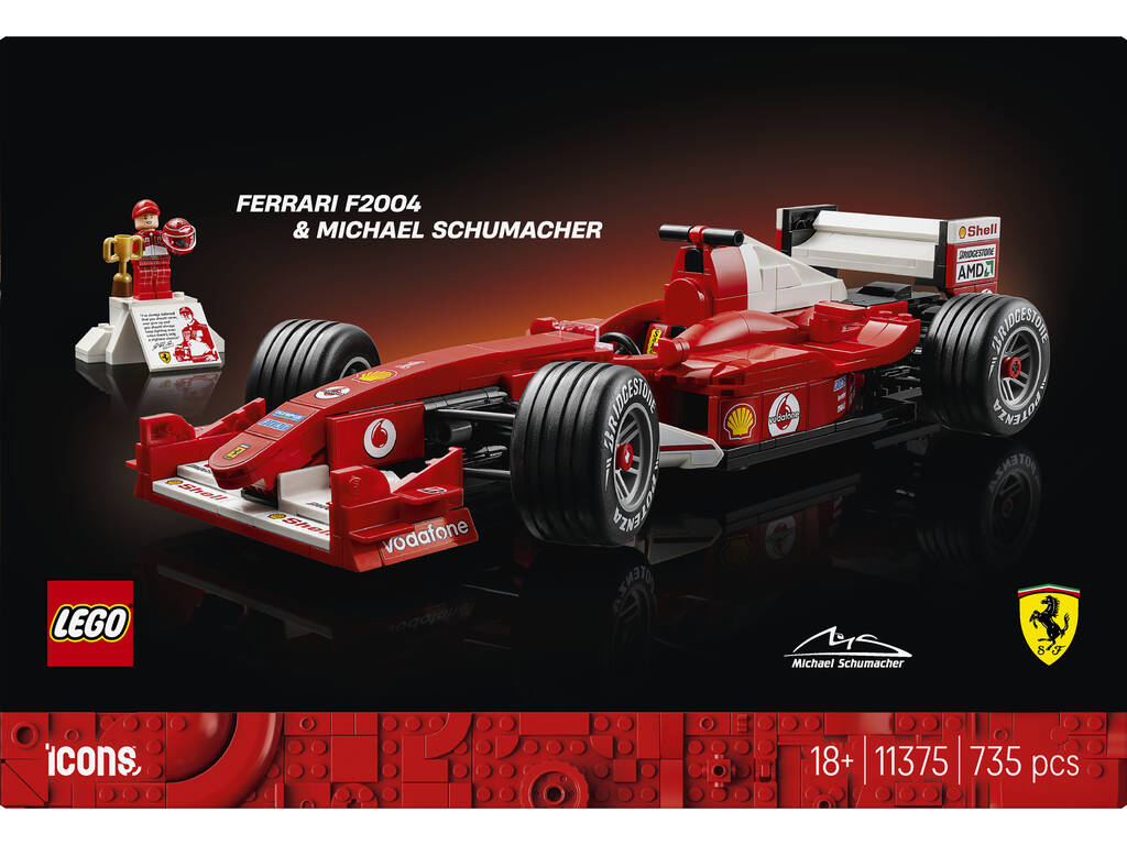 Lego Icons Ferrari F2004 y Michael Schumacher