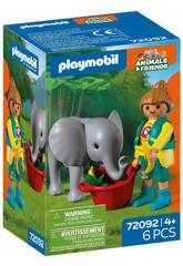 Playmobil Animals & Friends Zoo : Bébé éléphant et gardien