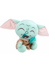 Star Wars The Mandalorian Peluche Grogu de 25 cm avec Macaron