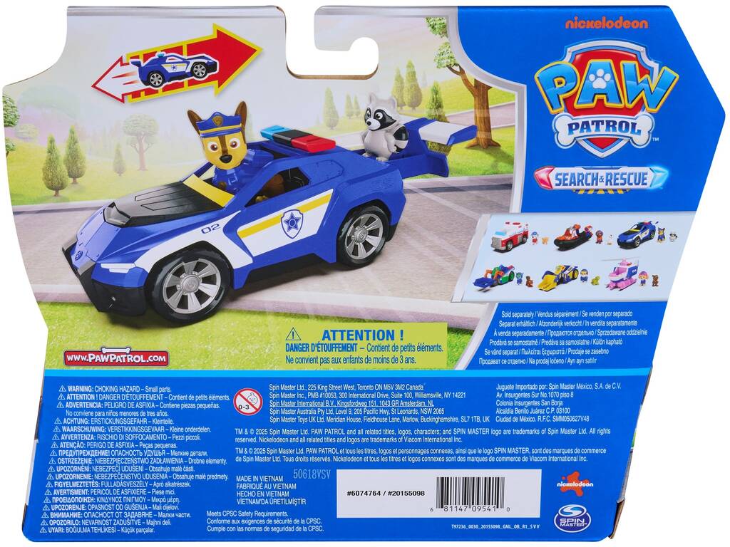 Patrulla Canina Search & Rescue con Figuras y Vehículo Rescue Cruiser
