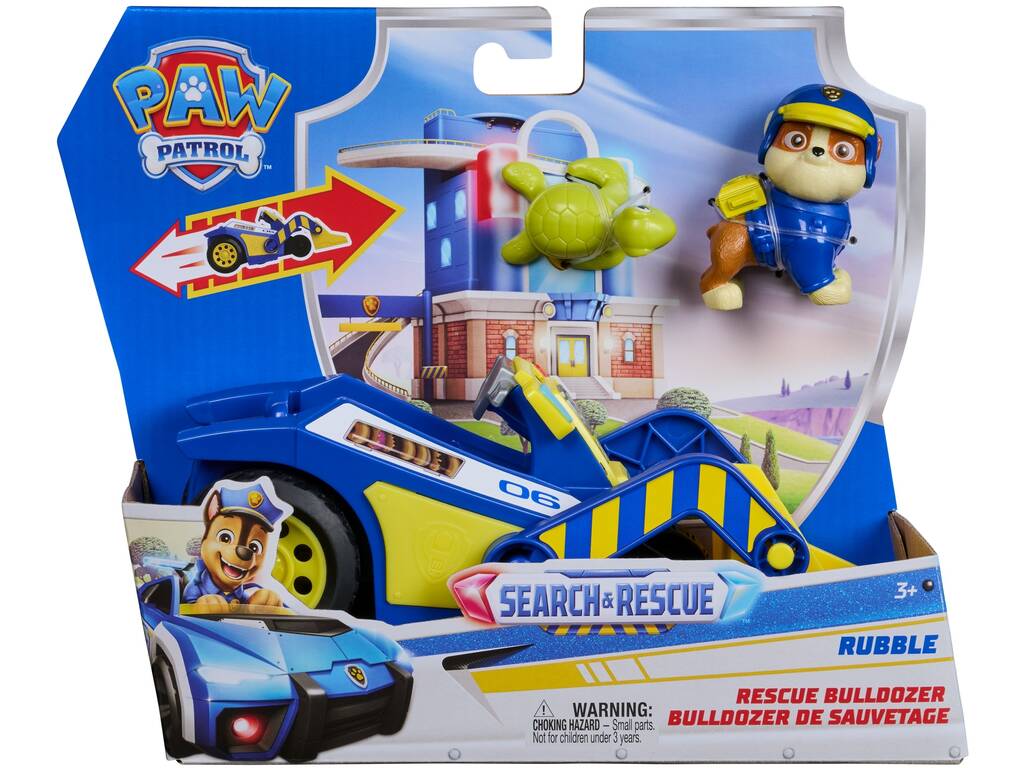 Patrulla Canina Search & Rescue Vehículo de Acción con Figura Rubble y Tortuga