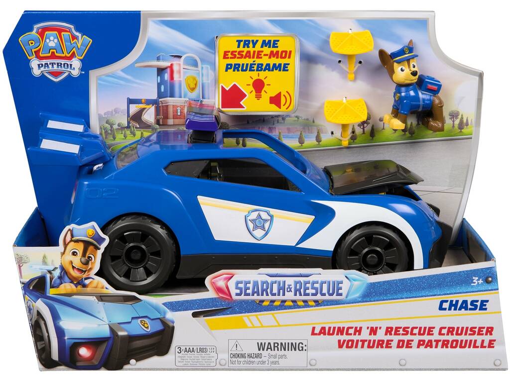 Patrulla Canina Search & Rescue Vehículo de Acción con Luz y Sonidos y Figura Chase