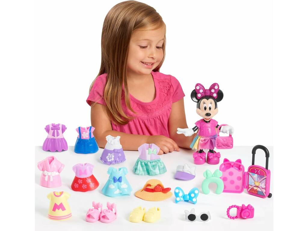 Disney Junior Minni Colección Fabulosa de La Moda con Muñeca de 15 cm y Accesorios