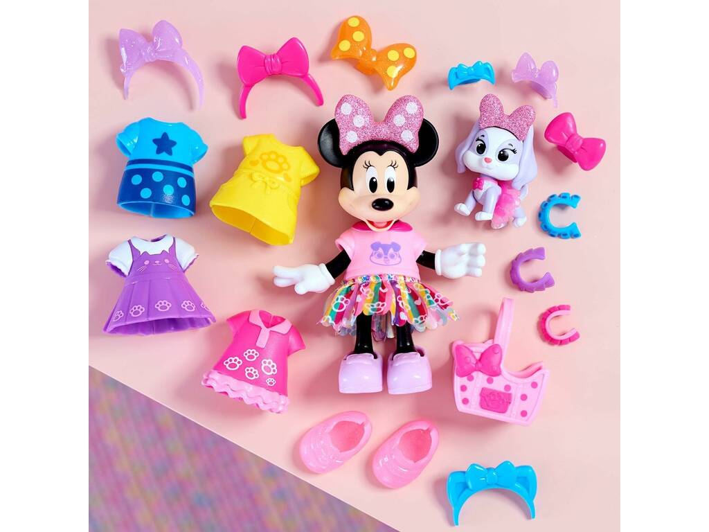 Ensemble de mode Disney Junior Minnie Glitter & Glam pour animaux de compagnie (15 cm) et accessoires