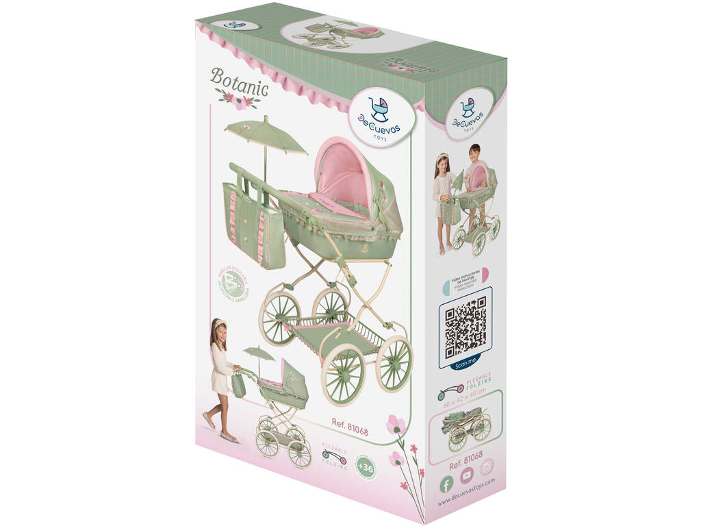 Carro de Muñecas Plegable Botanic con Bolso y Sombrilla