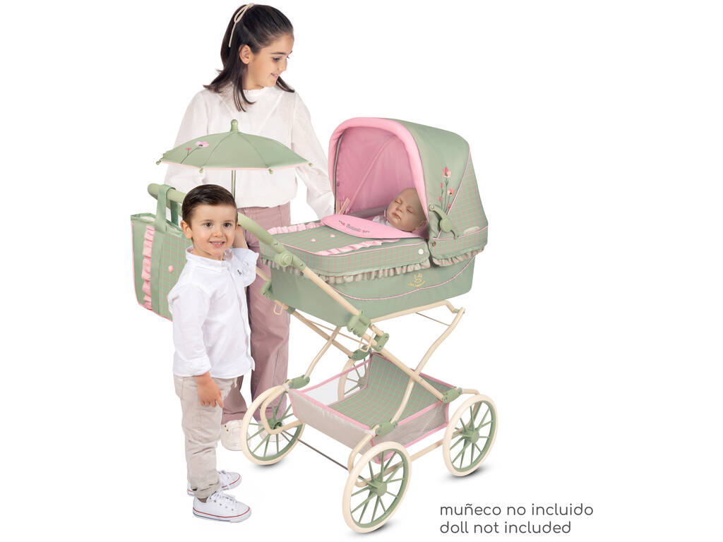 Carro de Muñecas Reborn Plegable Botanic con Bolso y Sombrilla