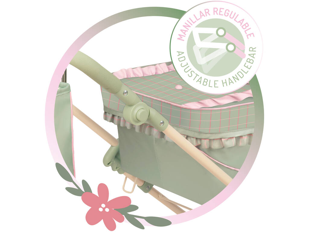 Carro de Muñecas Reborn Plegable Botanic con Bolso y Sombrilla
