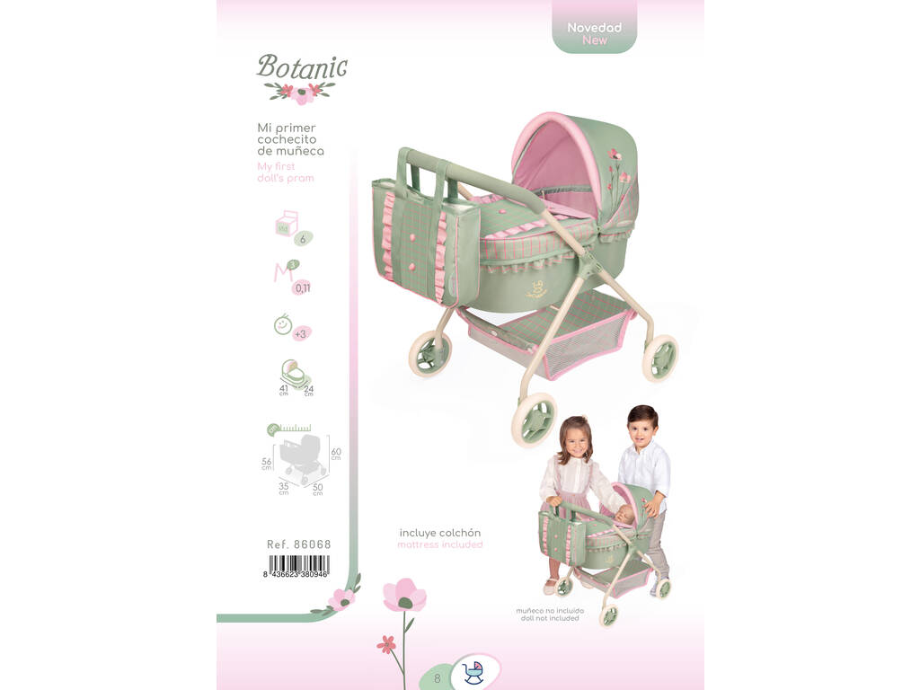 Carro de Muñecas Mi Primer Cochecito Botanic con Bolso