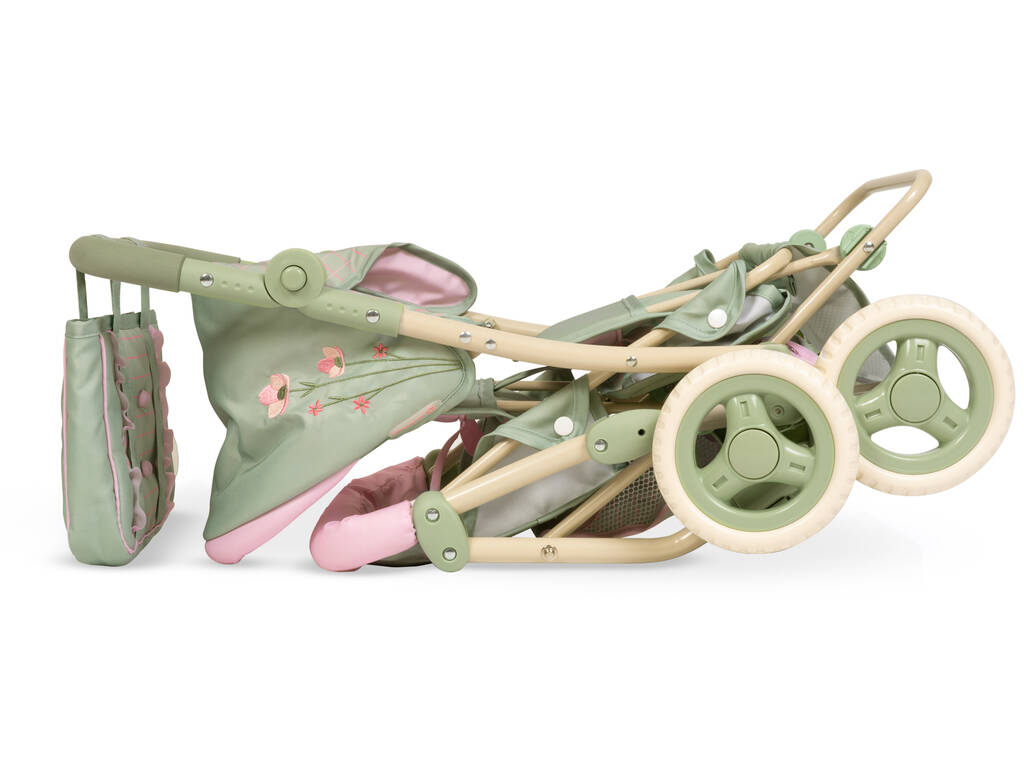 Carro de Muñecas Silla Gemelar Plegable Botanic con Bolso