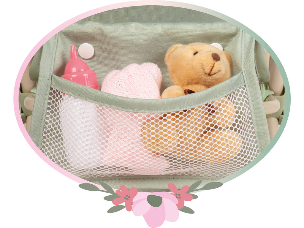 Carro de Muñecas Silla Gemelar Plegable Botanic con Bolso