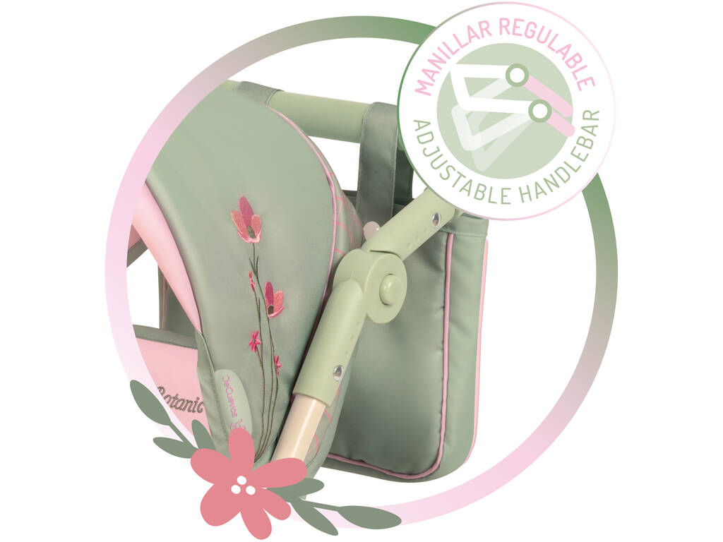 Carro de Muñecas Silla Gemelar Plegable Botanic con Bolso
