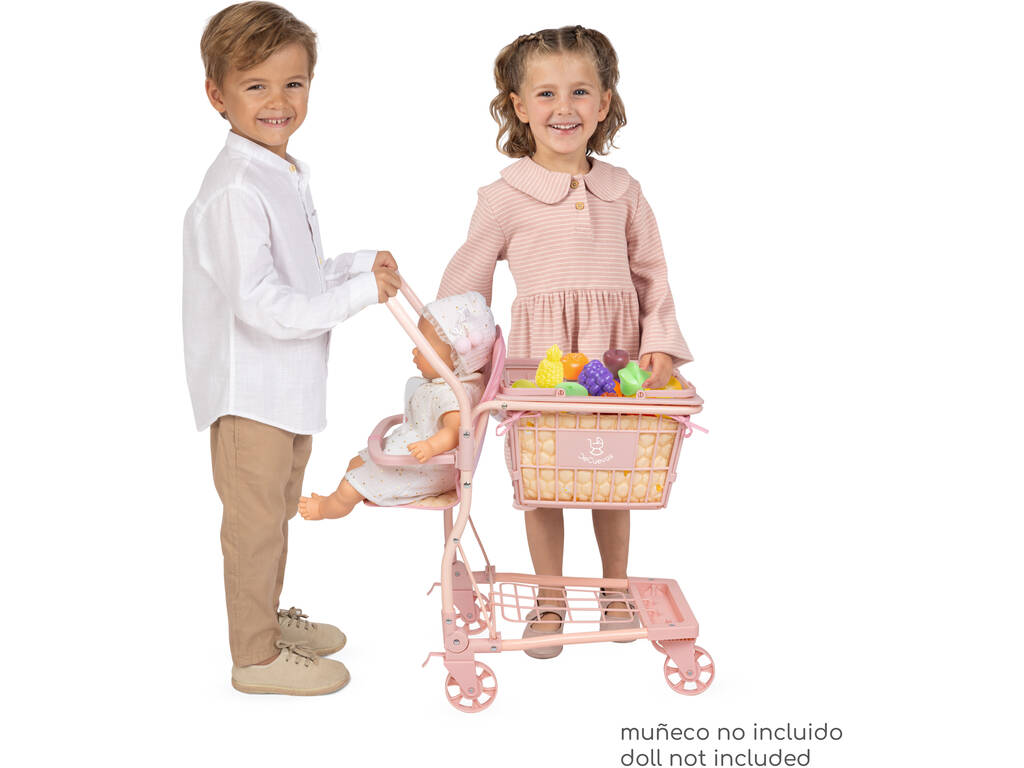 Chariot de courses Honey avec panier et 12 fruits
