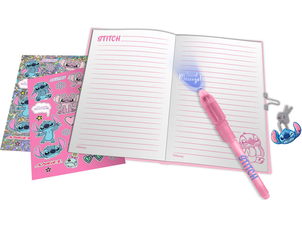Disney Stitch Set Diario Secreto con Bolígrafo Mágico y Pegatinas