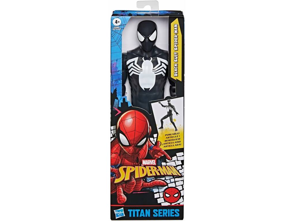 Figurine articulée Marvel Spider-Man de la série Titan, Spider-Man en costume noir 29 cm