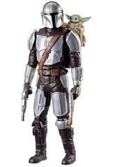 Star Wars The Mandalorian et Grogu Figurine du Mandalorien et de Grogu avec blaster de chasseur de primes, 28 cm