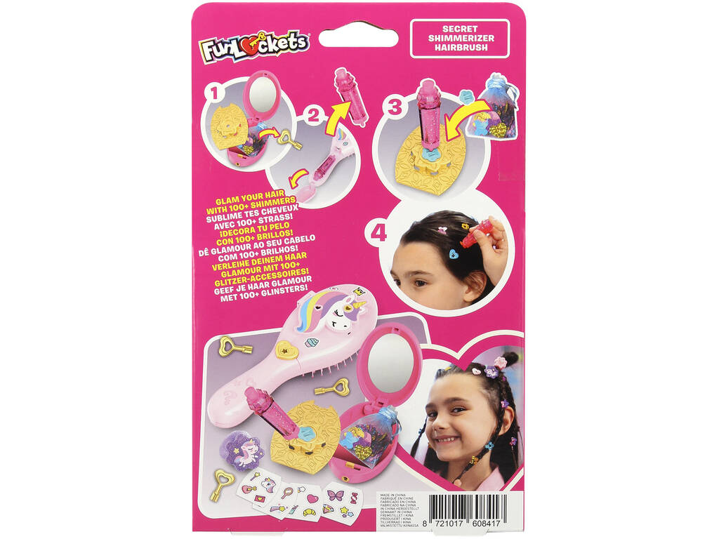 Funlockets Cepillo de Pelo Secreto con Aplicador de Brillos