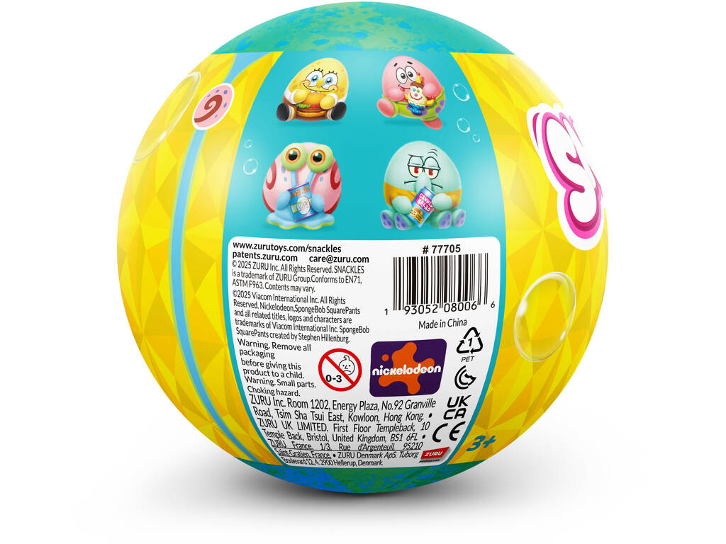 Zuru Snackles Bob Esponja Bola con Peluche Sorpresa Serie 1