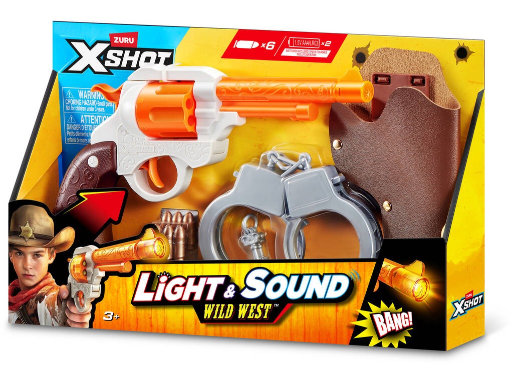 Zuru X-Shot Revolver Wild West con Luz y Sonidos