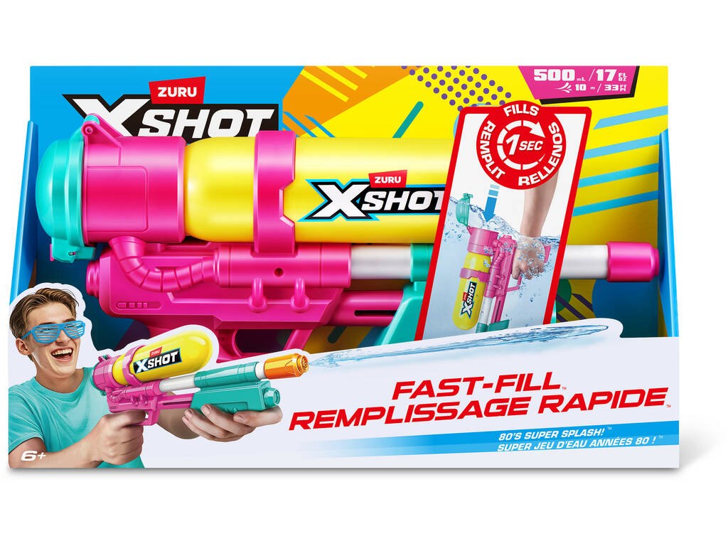 Zuru X-Shot Lanzador de Agua Fast-Fill 80’s Super Splash